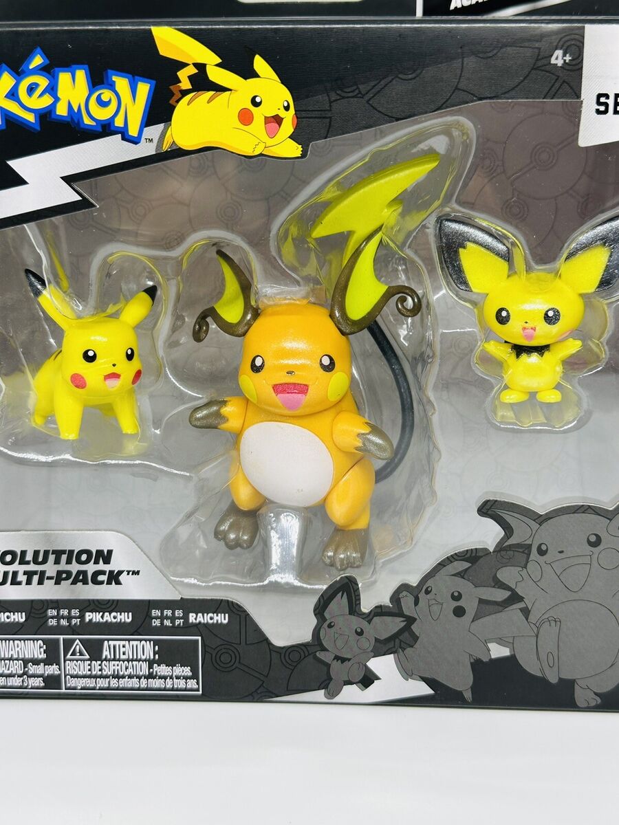 Pokemon Evolution Multi-Pack: PICHU, PIKACHU & RAICHU *Special Finish*  Figures!