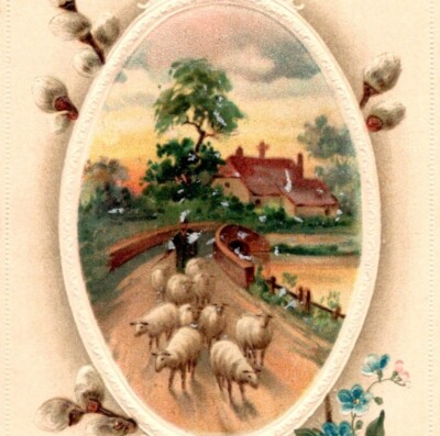 Many Happy Returns Shepherd & Sheep Postcard Embossed 1900s Germany