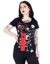 Cupcake Cult T-Shirt Undead Kitty Skelett Teddy Katze Kätzchen Voodoo Cat 