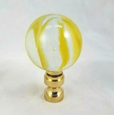LEMON  SWIRL  GLASS  SPHERE  ELECTRIC  LIGHTING  LAMP  SHADE  FINIAL  (NEW)