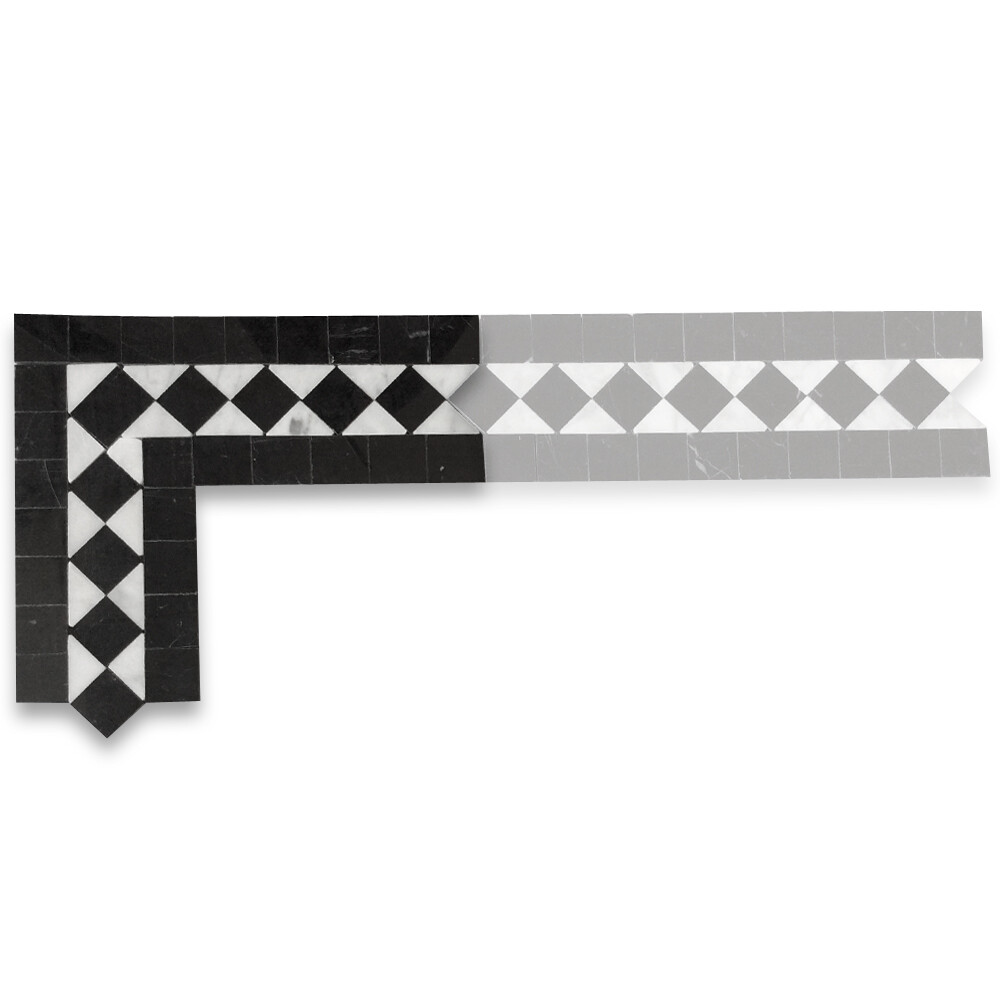 C861CXP Carrara White Venato Marble Classic Diamond Mosaic Border