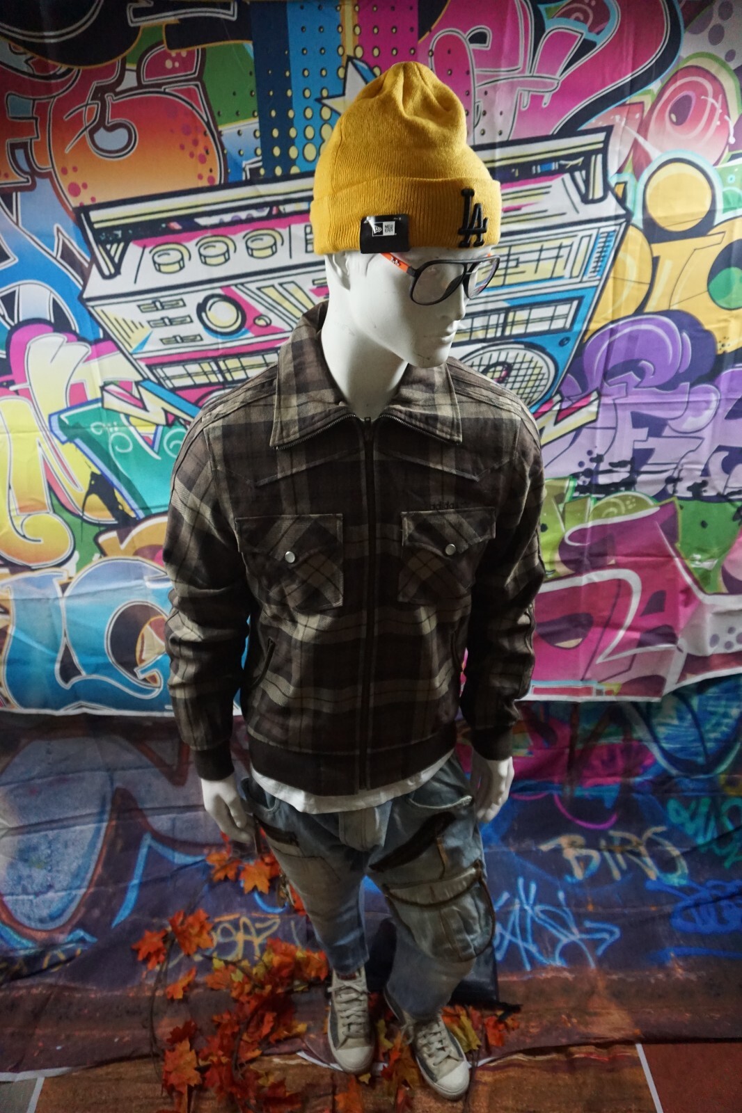 Adidas Originals Brown 3Strpe Chequered Jacket- Sample of 2007 image 7