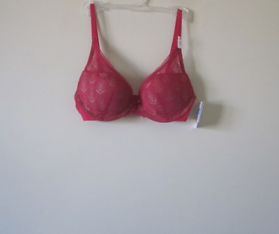 Calvin Klein Evoke Plunge Push Up Bra F3706 Rouge Lips 32C