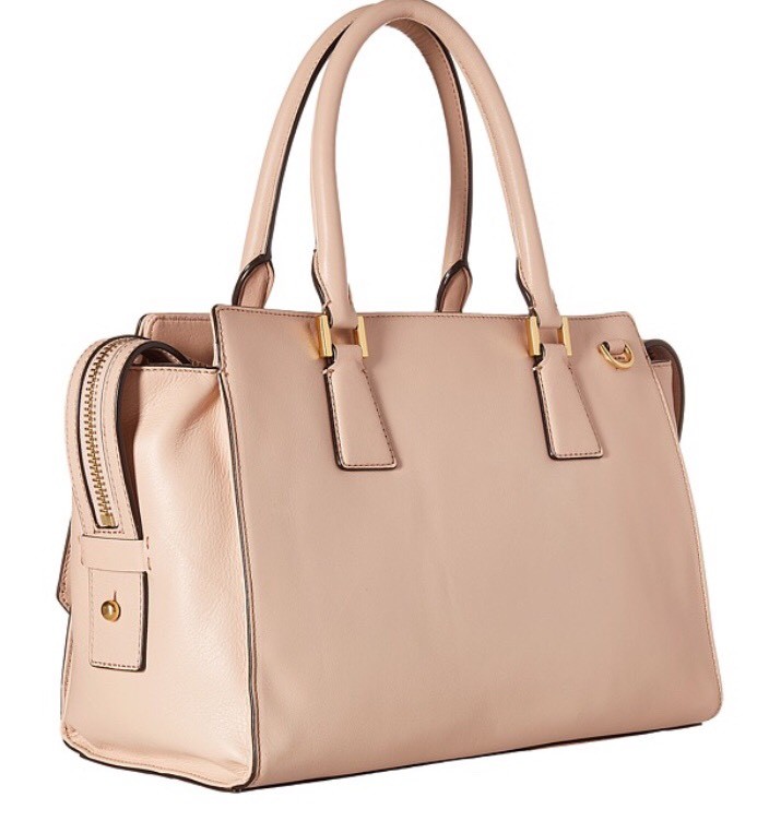New Cole Haan Marli Square Satchel pink nude bag RFID leather Gold