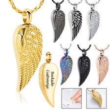 Angel Wing Urn Pendant Necklace for Cremation Ashes Keepsake Memorial Jewelry
