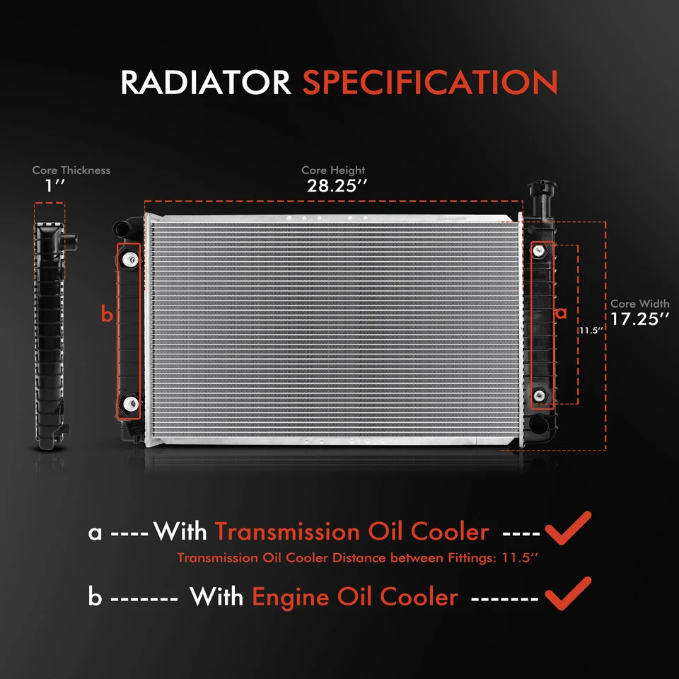 Radiador para Chevy GMC C1500 C2500 K1500 K2500 1996-1998 4,3 L 5,0 L transmisión automática Foto 2 de 4