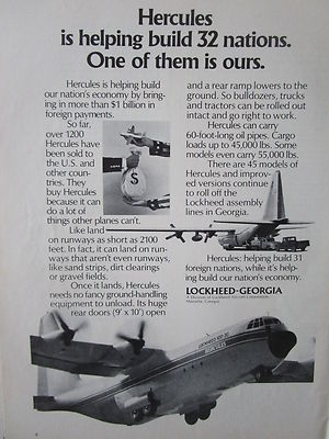 10/1973 PUB FLUGZEUG LOCKHEED 100-30 SUPER HERCULES FREIGHTER ORIGINAL ANZEIGE