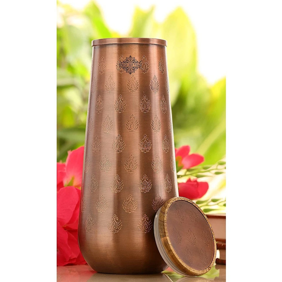 Botella Dormitorio Diseño Grabado Cobre con Tapa Madera 1300 ml Foto 2 de 4