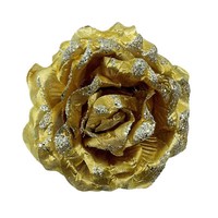 Glitzer Rose Mit Klammer Gold Ø Ca. 12 Cm Weihnachtsdeko Hochzeitsdeko