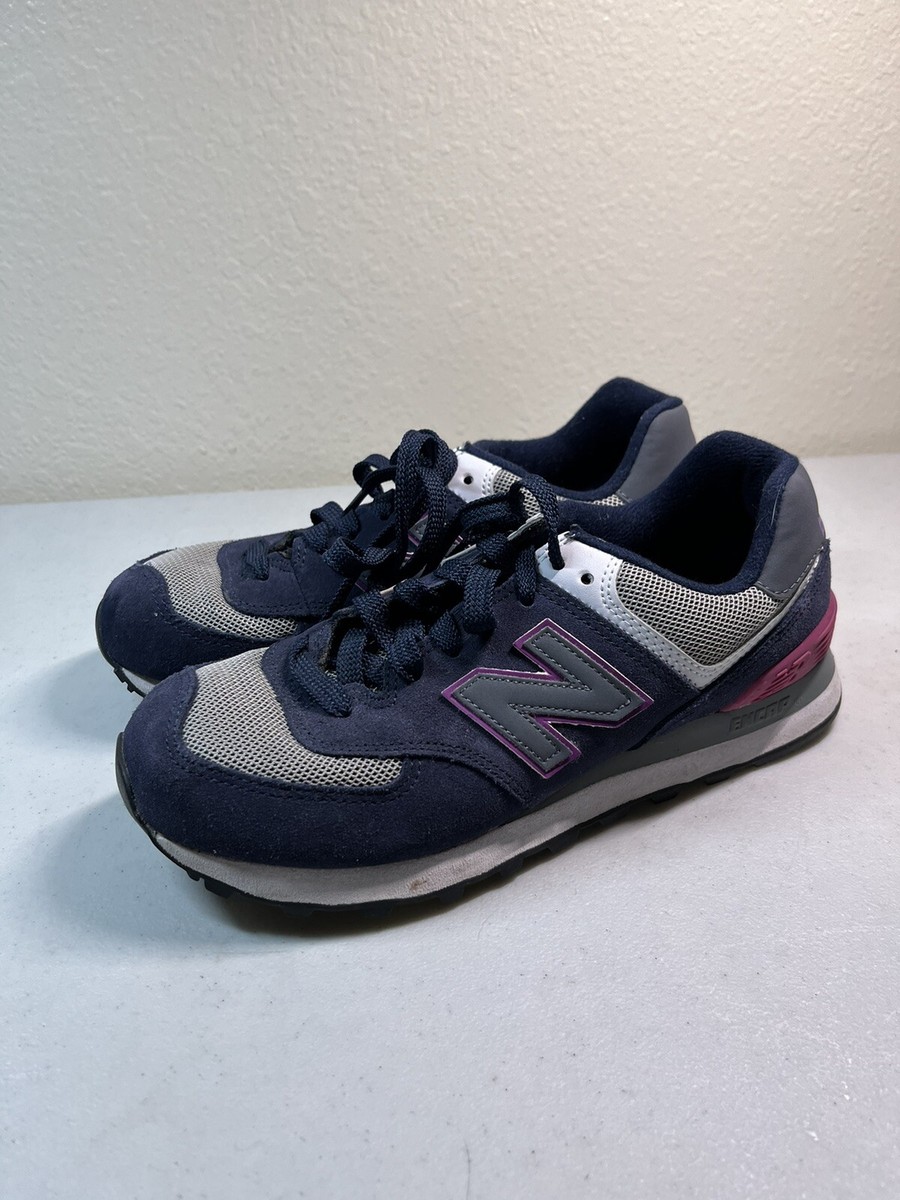 New Balance 574 Running Shoes WL574SBS Navy Fuschia Size