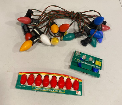 C-9 Vintage 15 Light Strand of  Christmas Lights With Red & Green Wiring plus