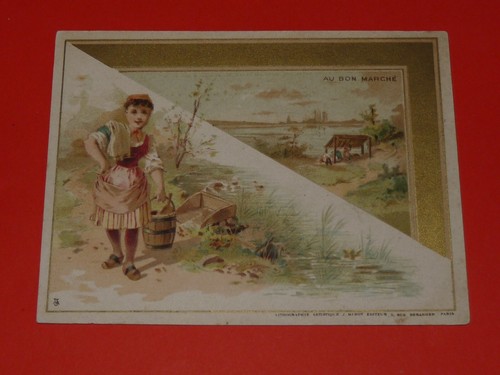 GRAND CHROMO 1902 AU BON MARCHE BOUCICAUT VIE MILITAIRE MARINE FUSILIERS MARINS