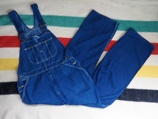 VTG 90s Sears Roebucks Dark Wash Blue Denim Farm Work 37x31 Overalls Jeans Bibs