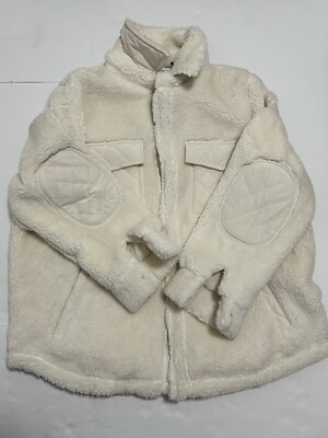 ALO Unisex Jacket Ivory Size S Sherpa Edge Shacket Front Button