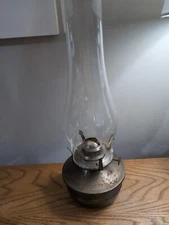 Oil Lamp In Kaadan Lmts.  With Metal base 13.5" Tall