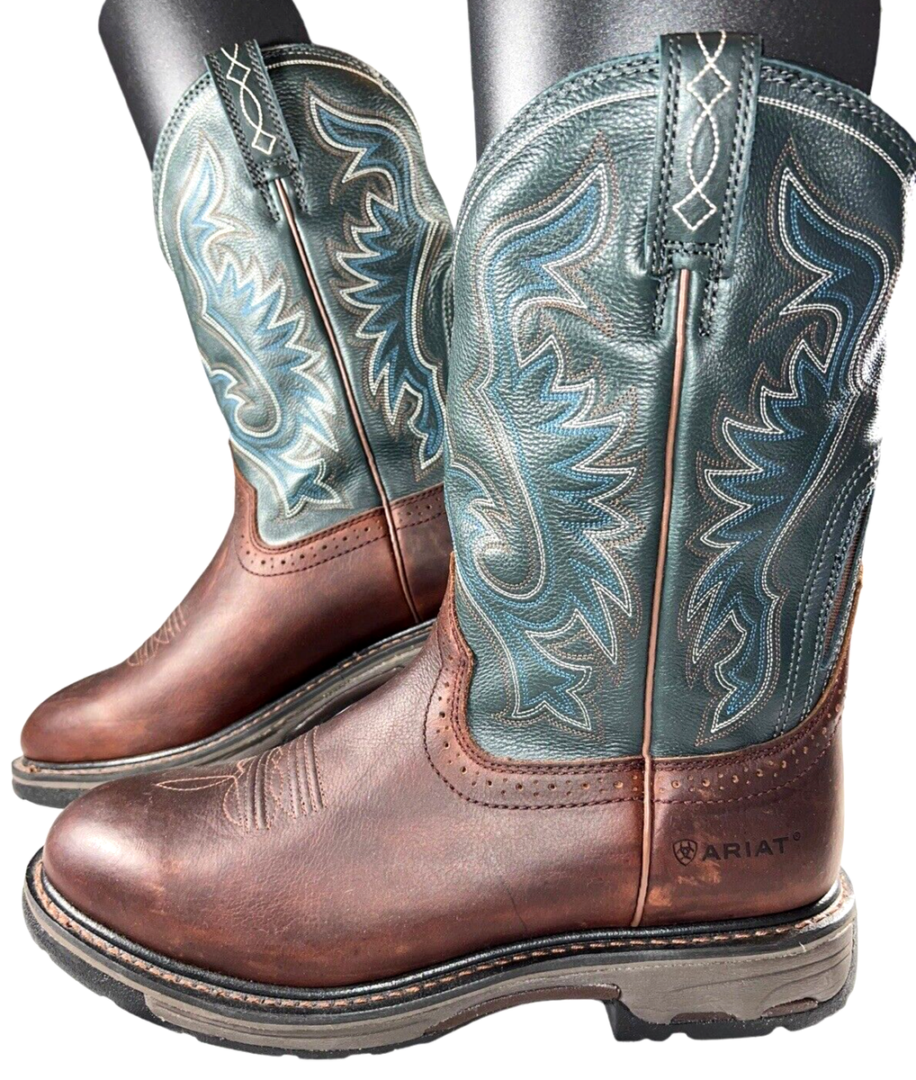Ariat Valor Men s Size 13 D Cowboy Western Work Boots Brown Blue Casual New eBay