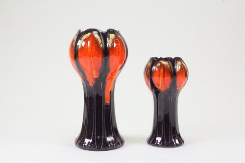 Hutschenreuther Vase Set 70er Tulpenform im Jugendstil Laufglasur HANS ACHTZIGER - Picture 3 of 9