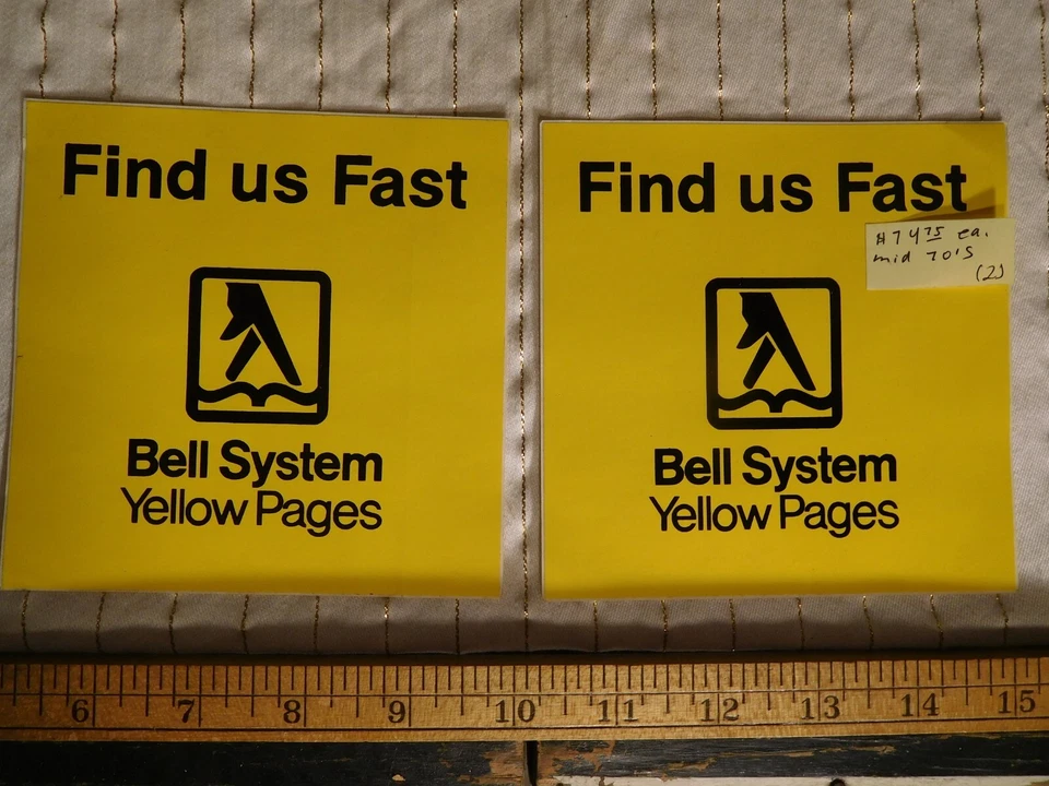 2 Rare ~ Bell Systems Sticker ~ Find It Fast ~ Bright Yellow ~ Great Prop! - Image 2 of 4