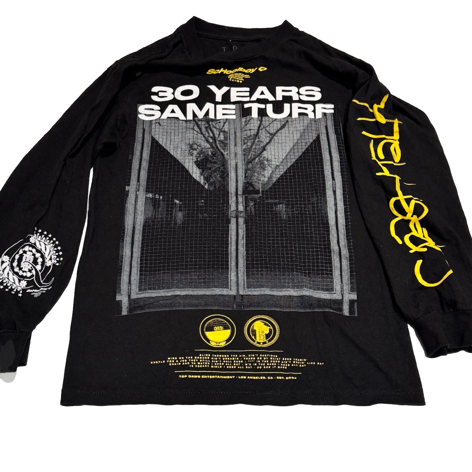 Rare Topdawg Entertainment Schoolboy Q 30 Years Same Turf Long Sleeve Tee Small