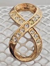 Gold Tone Infinity Slide Pendant 13 Rhinestones-Length 1" NO CHAIN