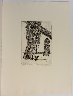 Hilmar Friedrich: Radierung »Kreuzfall« handsigniert, datiert 1962