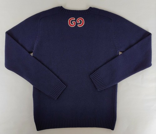 Gucci Kids Navy Blue Wool GG Back Embroidered Sweater 12 Wmn XS to S 570119 4440 - Picture 2 of 5