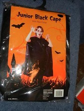 HALLOWEEN BOYS BLACK CAPE 42" w/ RED COLLAR JUNIOR L NEW VAMPIRE DRACULA BLOOD
