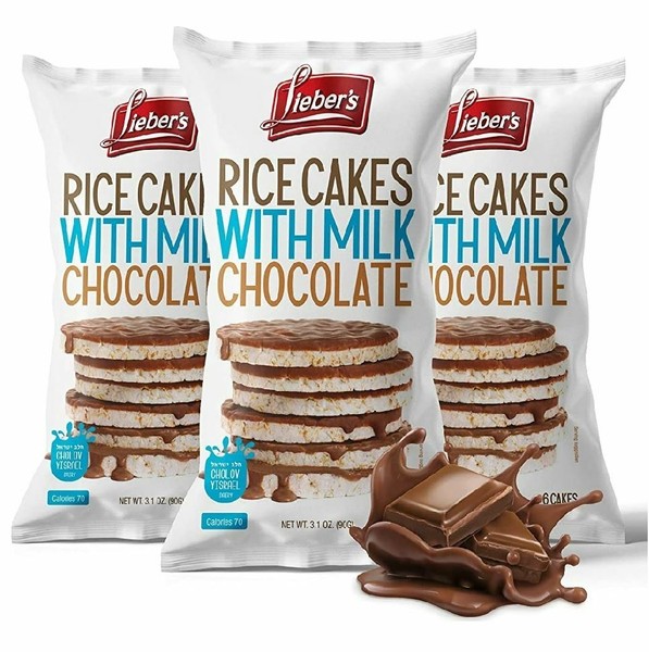 Pasteles de arroz cubiertos de chocolate con leche, kosher, bocadillos sin grasa y gluten, (paquete de 3)