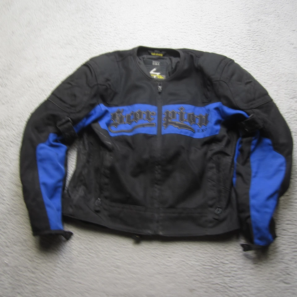 Chaqueta acolchada Scorpion EXO para hombre M negra azul malla armadura montar motocicleta Foto 2 de 4