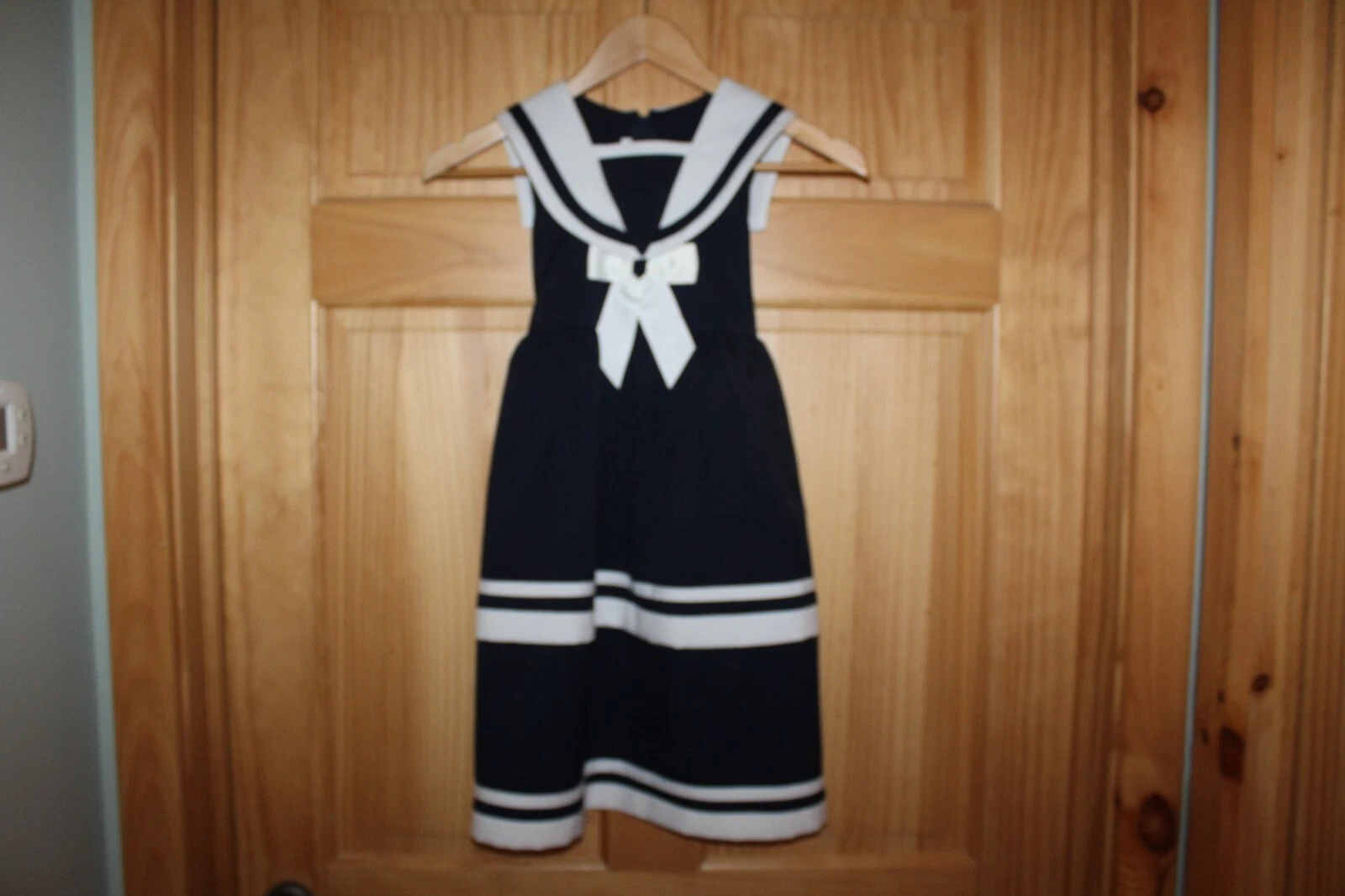 Bonnie Jean Girl's Sailor Nautical Back-Bow Sleeveless Dress Size 6X EUC