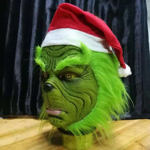 The Grinch Full Head Latex Mask Hat Monster Costume Christmas Cosplay Gift UK - Image 3 of 4