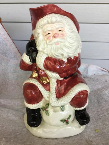 Vintage Fitz & Floyd 2 Qt Santa Claus Ceramic Pitcher 91/2” Excellent 1988 😱