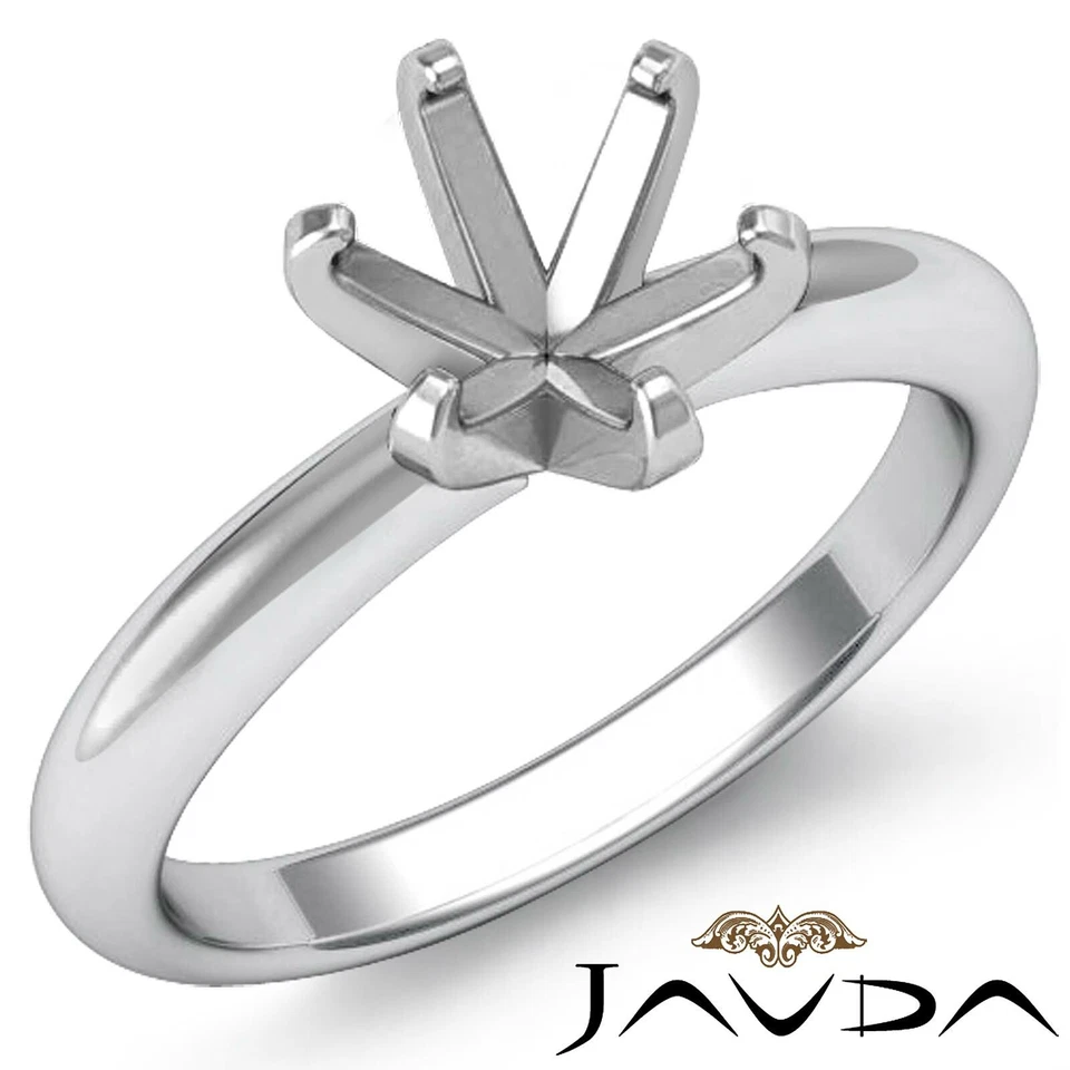 6 prong solitaire Diamond Engagement Ring Setting 14k Gold White 3mm Semi Mount - Image 3 of 4