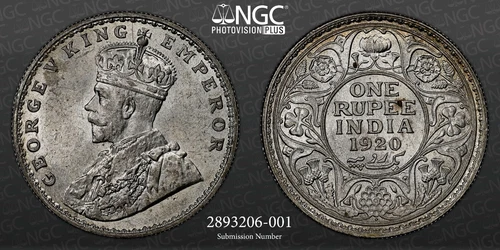 British India 1920 (B) Rupee NGC MS 64