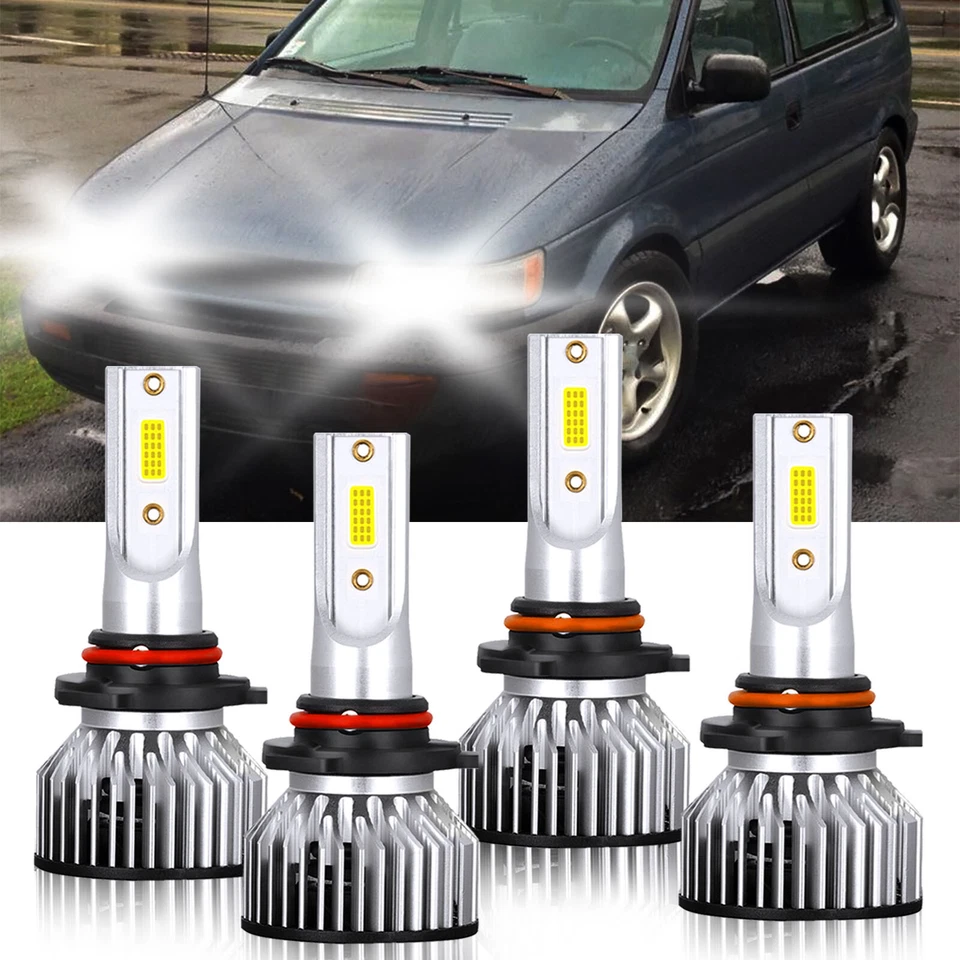 For Eagle Summit 1989-1992 9005+9006 LED Headlight Bulb Combo Hi Low Beam 6000K - Изображение 2 из 4