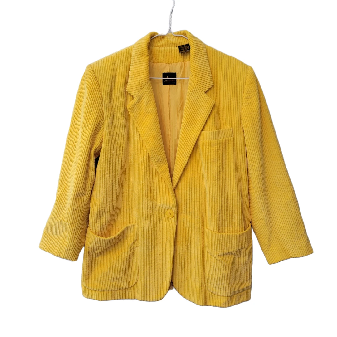 Vintage Yellow Corduroy Blazer Liz Sport Petites Size M | eBay