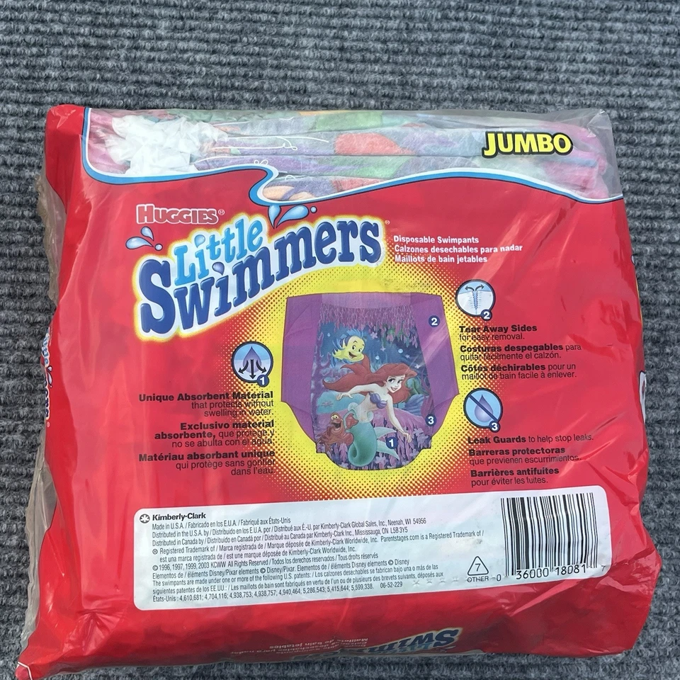 Vintage Huggies Little Swimmers Disney The Little Mermaid Memo Large 34lb 20 Pk - Image 2 of 4