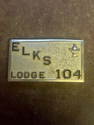 Vintage Elks Lodge Club 104 Belt Buckle