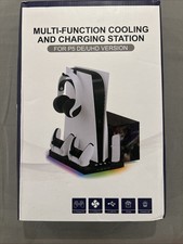 PS5 Vertical Light-Up Stand Cooling Fan and Dual Controller Charging Station