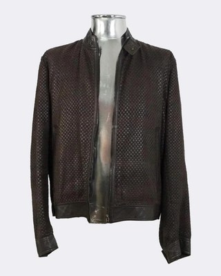 Hugo Boss Selection Brown Leather Weave Jacket RRP £1250 Large EU50