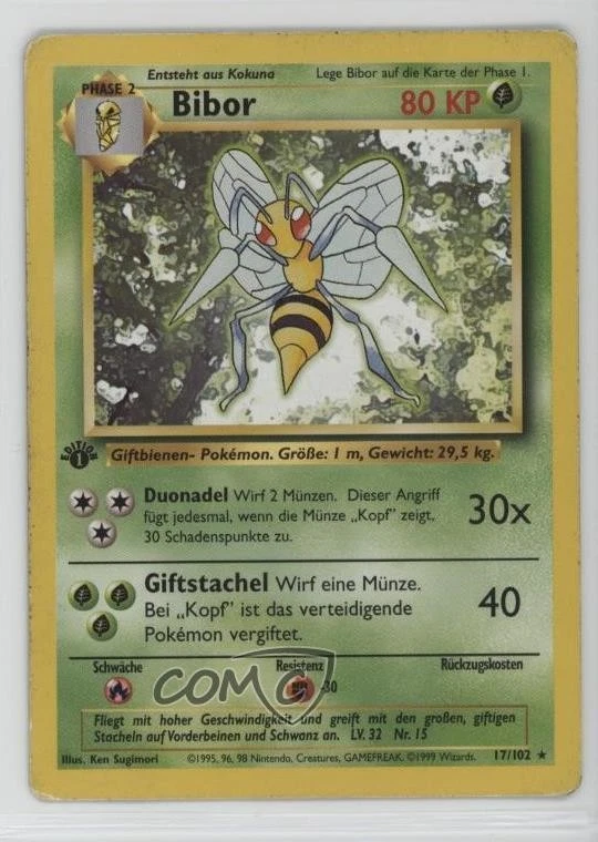 Beedrill German 1st Ed. Pokemon Base Set #17 1999