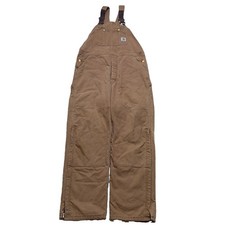 Vintage Carhartt Bib Overalls Mens 40x34 Brown Quilt Lined Double Knee R02 BRN
