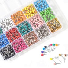 1000 PCS Push Pins Map Tacks,Multi-Color 1/8" Round Head, Stainless Point 15 A