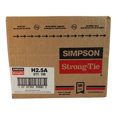 Simpson Strong-Tie H2.5A 18-Gauge Hurricane Tie 100 Count New 