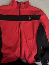 Spyder Men's T-Hot Track Jacket M Red/Black Colorblock Full Zip Fleece