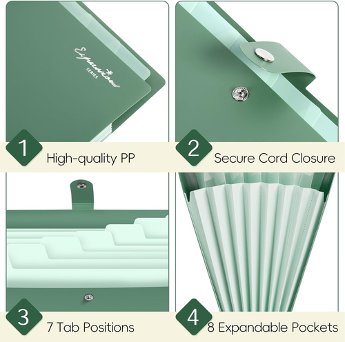 Elegante Akkordeon Datei Organizer mit Etiketten, 8 Taschen Erweiterbar Datei Ordner, Po - Bild 5 von 12