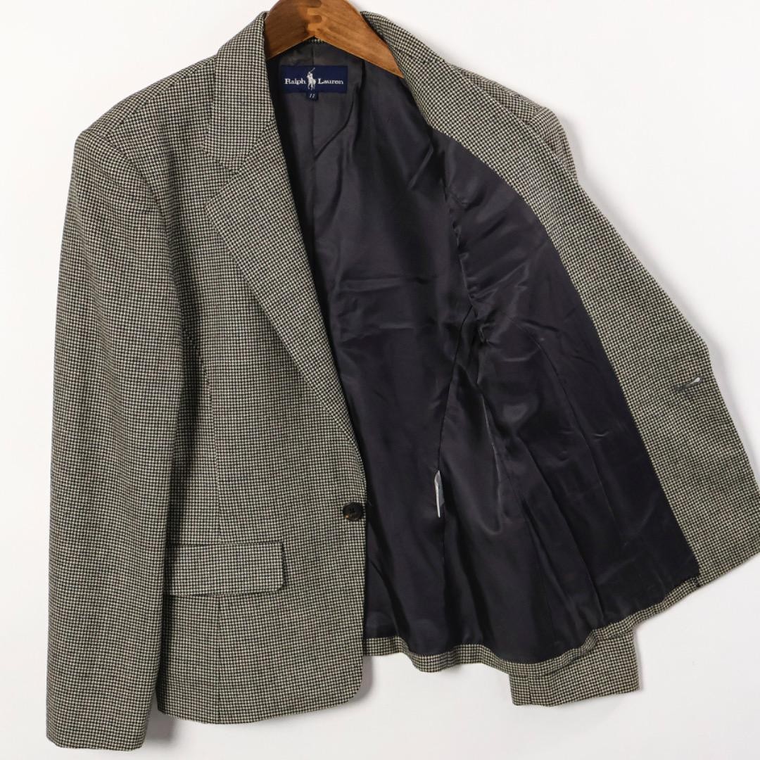 Ralph Lauren Wool Houndstooth Tailored Jacket Black/Off-White Size 11 RL0226642 thumbnail 4