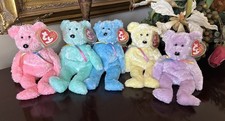 Ty Beanie Babies Sherbet 5 Colors-Lilac Pink Green Yellow Blue (Bears 2002-2003)