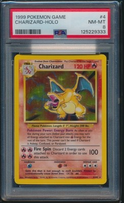 PSA 8 CHARIZARD 1999 Pokemon Base Unlimited #4/102 Holo Non