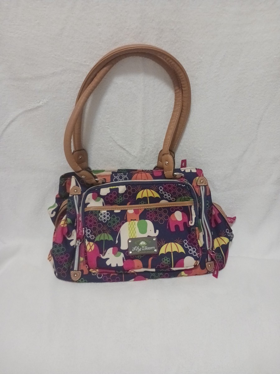 Lily Bloom Elephant Umbrela Design Mulicolor Purse Handbag